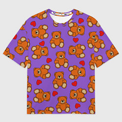 Футболка оверсайз мужская Игрушечные мишки и сердца, цвет: 3D-принт