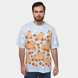 Футболка оверсайз мужская Мем капибара и мандарины, цвет: 3D-принт — фото 2