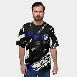 Футболка оверсайз мужская BMW stripes color auto sport, цвет: 3D-принт — фото 2
