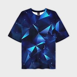 Мужская футболка оверсайз Синие осколки из мелких абстрактных частиц
