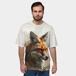 Футболка оверсайз мужская Сосредоточенный лис, цвет: 3D-принт — фото 2