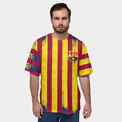 Футболка оверсайз мужская Полосатые цвета футбольного клуба Барселона, цвет: 3D-принт — фото 2