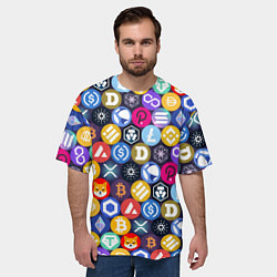 Футболка оверсайз мужская Криптовалюта Биткоин, Эфириум, Тетхер, Солана патт, цвет: 3D-принт — фото 2