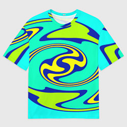 Мужская футболка оверсайз Скрученные неоновые линии