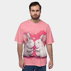 Футболка оверсайз мужская Милые влюбленные кролики, цвет: 3D-принт — фото 2