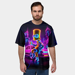 Футболка оверсайз мужская Барт Симпсон сидит на тачке Делориан, цвет: 3D-принт — фото 2