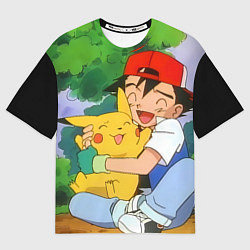 Футболка оверсайз мужская Pokemon - энергия в объятиях, цвет: 3D-принт