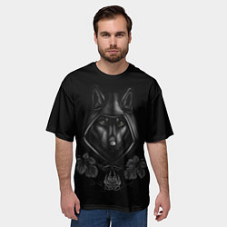 Футболка оверсайз мужская Волк маг с символом, цвет: 3D-принт — фото 2