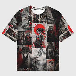 Мужская футболка оверсайз Japanese samurai art