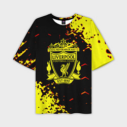 Футболка оверсайз мужская Liverpool жёлтые краски текстура, цвет: 3D-принт
