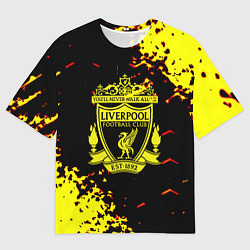 Футболка оверсайз мужская Liverpool жёлтые краски текстура, цвет: 3D-принт