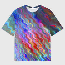 Футболка оверсайз мужская Волнистые разноцветные линии, цвет: 3D-принт