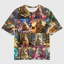 Футболка оверсайз мужская Коллаж капибара король в короне, цвет: 3D-принт