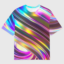 Футболка оверсайз мужская Неоновый скрученный металл разноцветный, цвет: 3D-принт