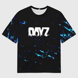Футболка оверсайз мужская Dayz текстура краски голубые, цвет: 3D-принт
