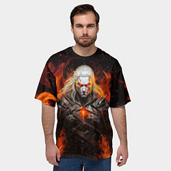 Футболка оверсайз мужская Ведьмак и пламя, цвет: 3D-принт — фото 2