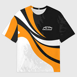 Мужская футболка оверсайз КТМ - оранжевые вставки