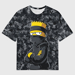 Футболка оверсайз мужская Барт в бандане как ниндзя, цвет: 3D-принт