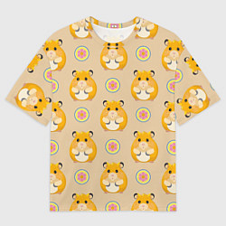 Футболка оверсайз мужская Хомяк и цветок, цвет: 3D-принт