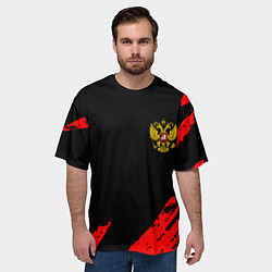 Футболка оверсайз мужская Россия герб краски красные, цвет: 3D-принт — фото 2