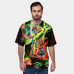 Футболка оверсайз мужская Хамелеон и стихии, цвет: 3D-принт — фото 2