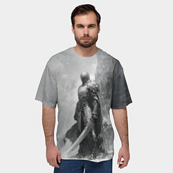 Футболка оверсайз мужская Рыцарь у подножья горы, цвет: 3D-принт — фото 2