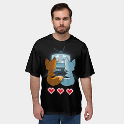 Футболка оверсайз мужская Лисья геймерская любовь, цвет: 3D-принт — фото 2