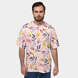 Футболка оверсайз мужская Абстрактный паттерн с цветами, цвет: 3D-принт — фото 2