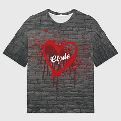 Футболка оверсайз мужская Клайд и Бони на кирпичном фоне, цвет: 3D-принт