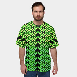 Футболка оверсайз мужская Зелёные стрелки на чёрном фоне киберпанк, цвет: 3D-принт — фото 2
