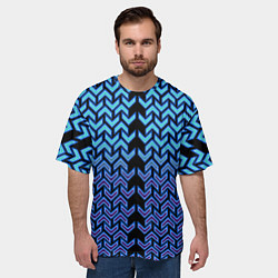 Футболка оверсайз мужская Синие стрелки на чёрном фоне киберпанк, цвет: 3D-принт — фото 2