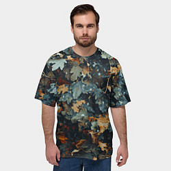 Футболка оверсайз мужская Реалистичный камуфляж из сухих листьев, цвет: 3D-принт — фото 2