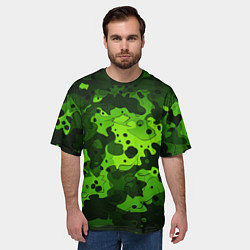 Футболка оверсайз мужская Яркий неоновый зеленый камуфляж, цвет: 3D-принт — фото 2