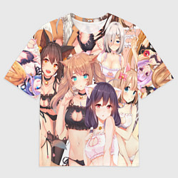 Мужская футболка оверсайз Аниме тяночки