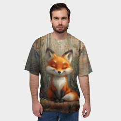 Футболка оверсайз мужская Милый и довольный лисёнок, цвет: 3D-принт — фото 2