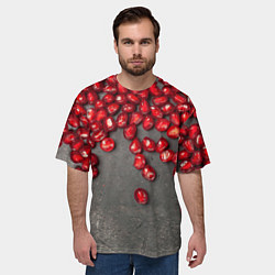 Футболка оверсайз мужская Гранат зёрна граната на сером, цвет: 3D-принт — фото 2