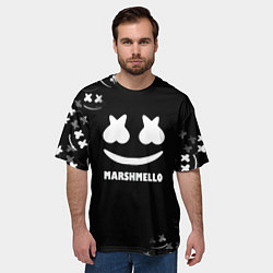 Футболка оверсайз мужская Marshmello белое лого, цвет: 3D-принт — фото 2
