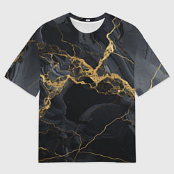 Мужская футболка оверсайз Золотой путь на черном граните
