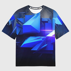 Футболка оверсайз мужская Black blue background abstract, цвет: 3D-принт