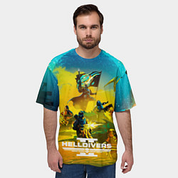 Футболка оверсайз мужская Helldivers 2: Battle, цвет: 3D-принт — фото 2