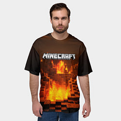 Футболка оверсайз мужская Огненный minecraft логотип, цвет: 3D-принт — фото 2