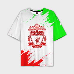 Футболка оверсайз мужская Liverpool краски спорт, цвет: 3D-принт