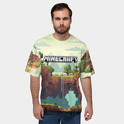 Футболка оверсайз мужская Minecraft logo квадратный мир, цвет: 3D-принт — фото 2