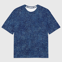 Мужская футболка оверсайз Текстура тёмно-синий мелкие квадраты
