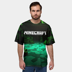 Футболка оверсайз мужская Minecraft logo зеленый яркий мир, цвет: 3D-принт — фото 2