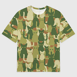 Футболка оверсайз мужская Котята - камуфляж, цвет: 3D-принт