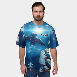 Футболка оверсайз мужская Mass Effect - space neon, цвет: 3D-принт — фото 2