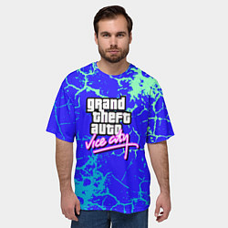 Футболка оверсайз мужская GTA вайсити неоновая текстура, цвет: 3D-принт — фото 2