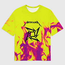 Футболка оверсайз мужская Металлика огненный стиль бенд, цвет: 3D-принт