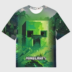 Футболка оверсайз мужская Minecraft зеленый персонаж в мире пикселей, цвет: 3D-принт